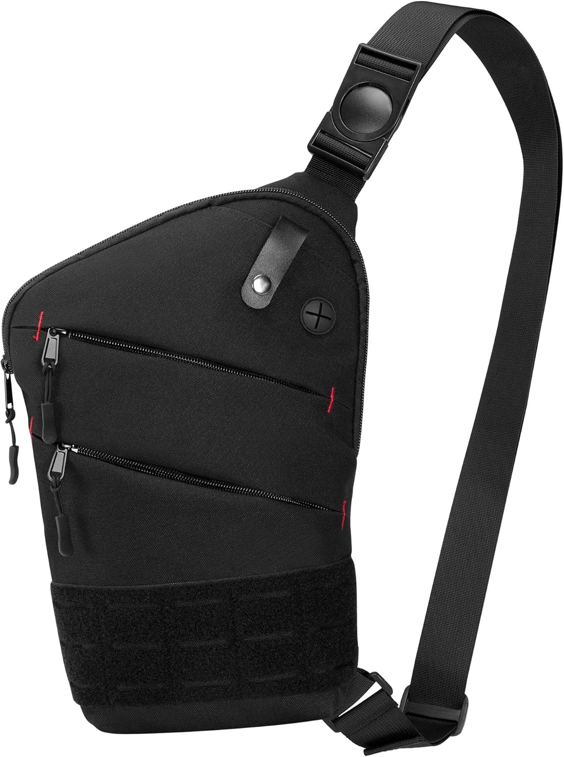 Sling Bag for Men and Women, Crossbody Bag with Patches Area and Multiple Pockets (Bag Only), Black
