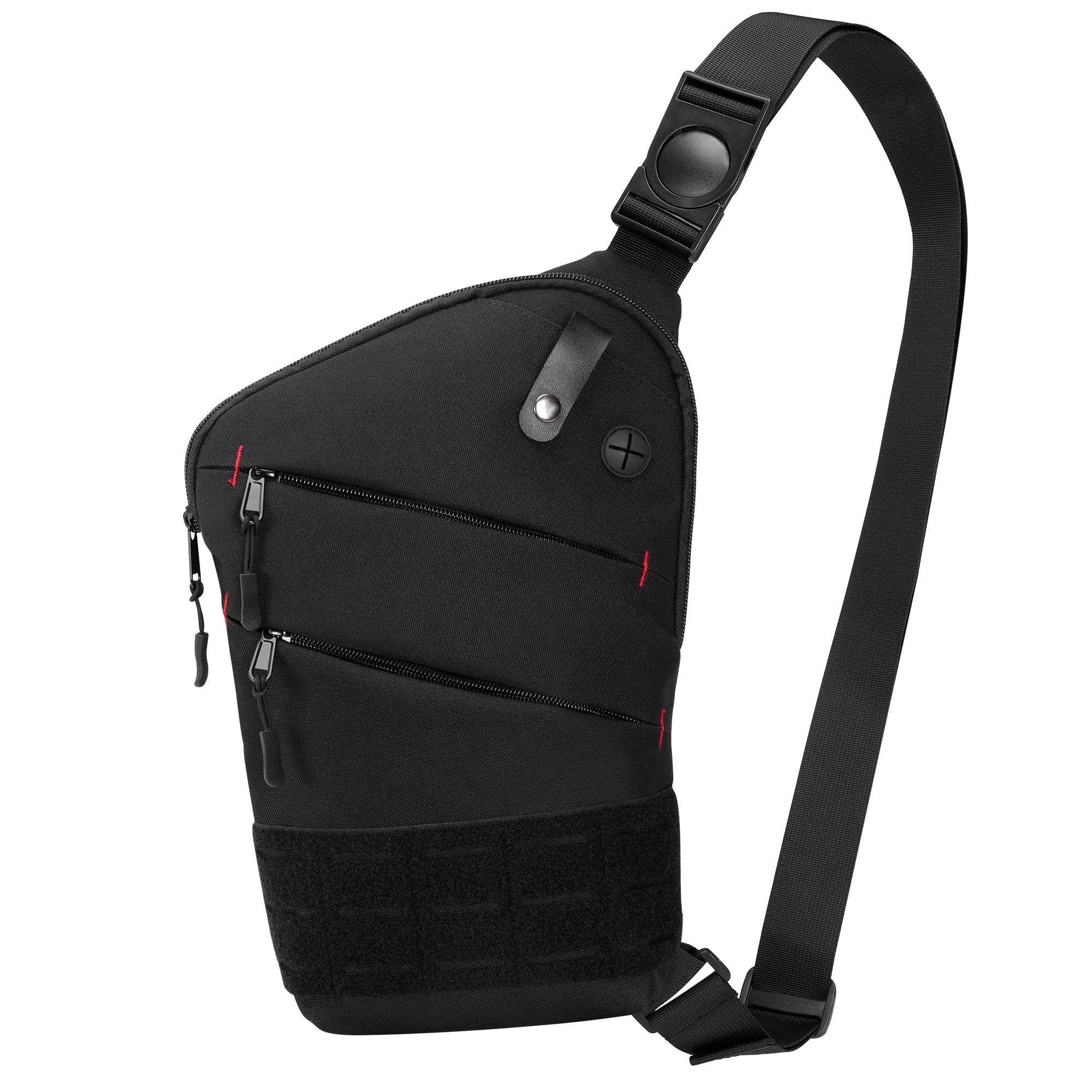 Smasrob Sling Bag for Men and Women, Crossbody Bag with Patches Area and Multiple Pockets (Bag Only), Black