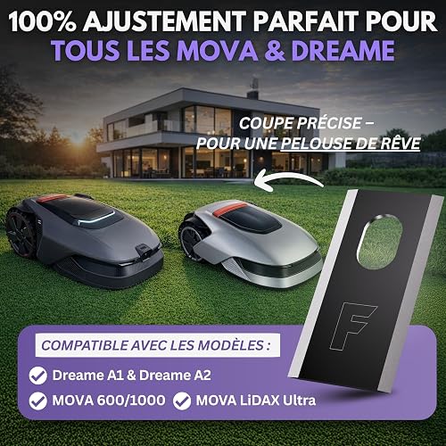 Filzada® 36x Lame Robot Tondeuse en carbone, vis incl. - Compatibles avec Mova et Dreame - Adaptées aux modèles Dreame A1 Pro, A2 / Lames de rechange adaptées à robot tondeuse Mova 600, 1000 etc. - 2