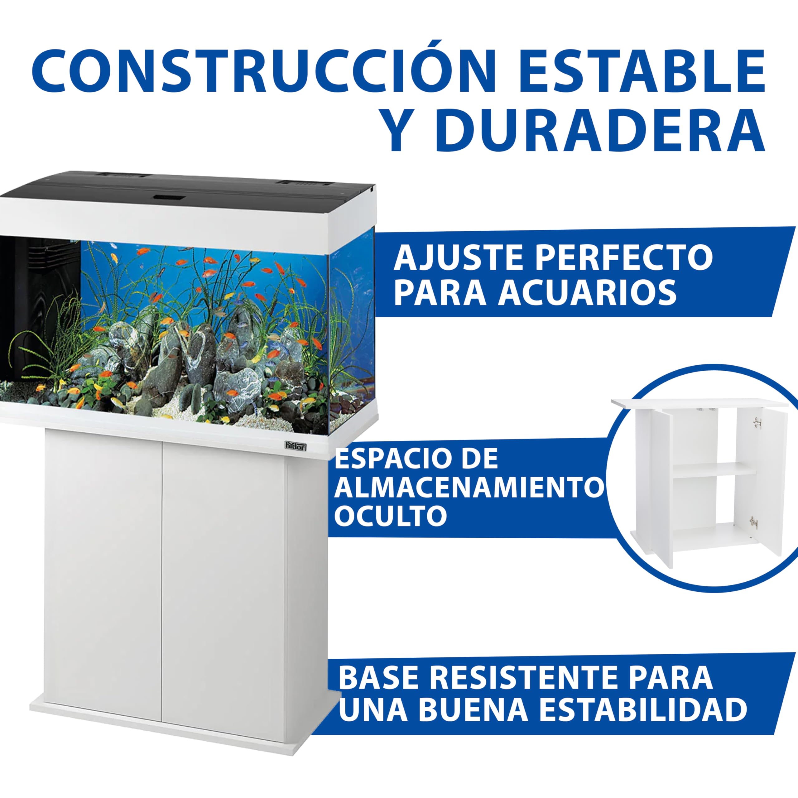 Ferplast Mobile supporto per acquario STAND DUBAI 80 con ante e ripiano, Piedini regolabili, Piano resistente all'acqua, 81 x 36 x h 73 cm, Legno Bianco
