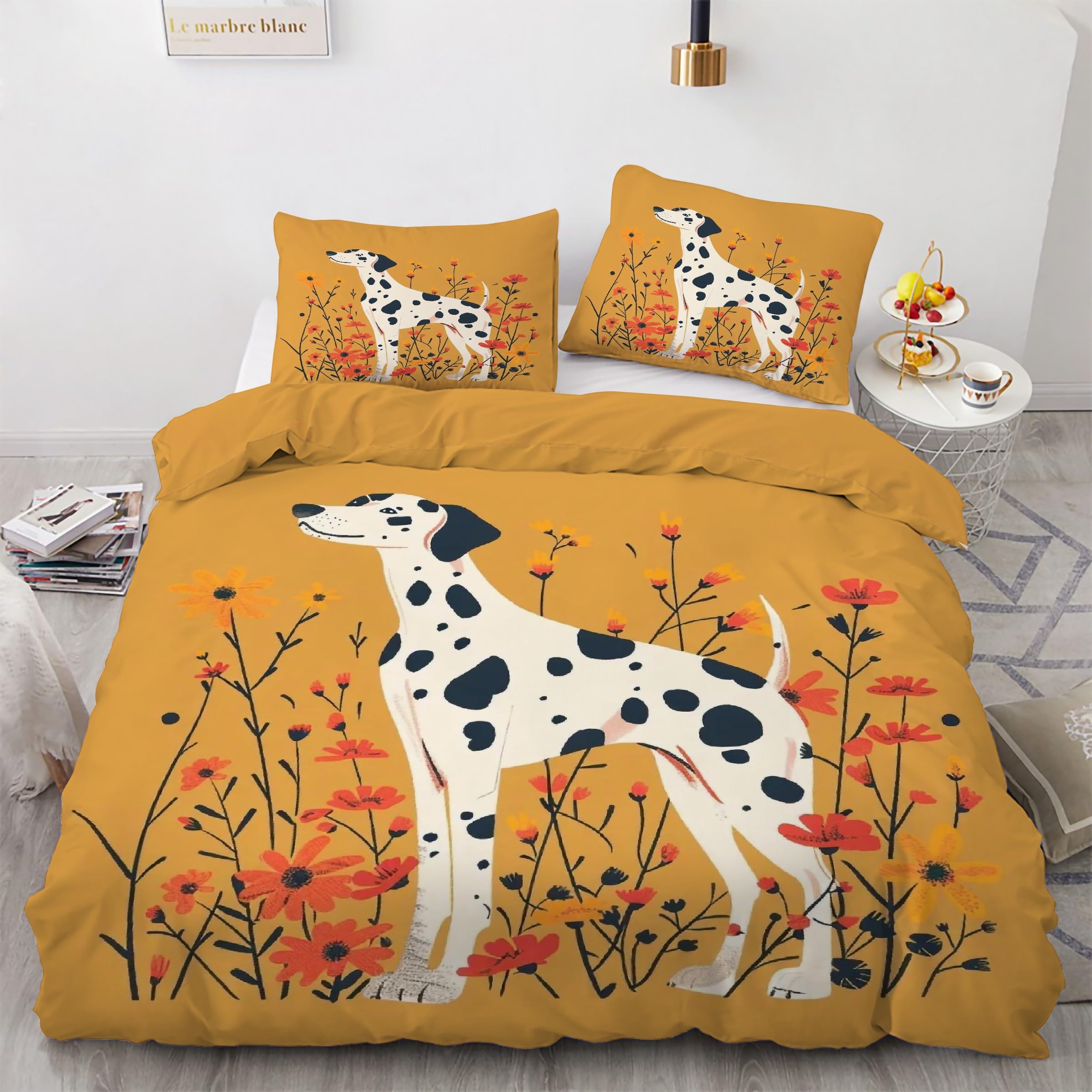 Housse de couette 160x200 chiot avec 2 taies d'oreiller en microfibre douce KG5391