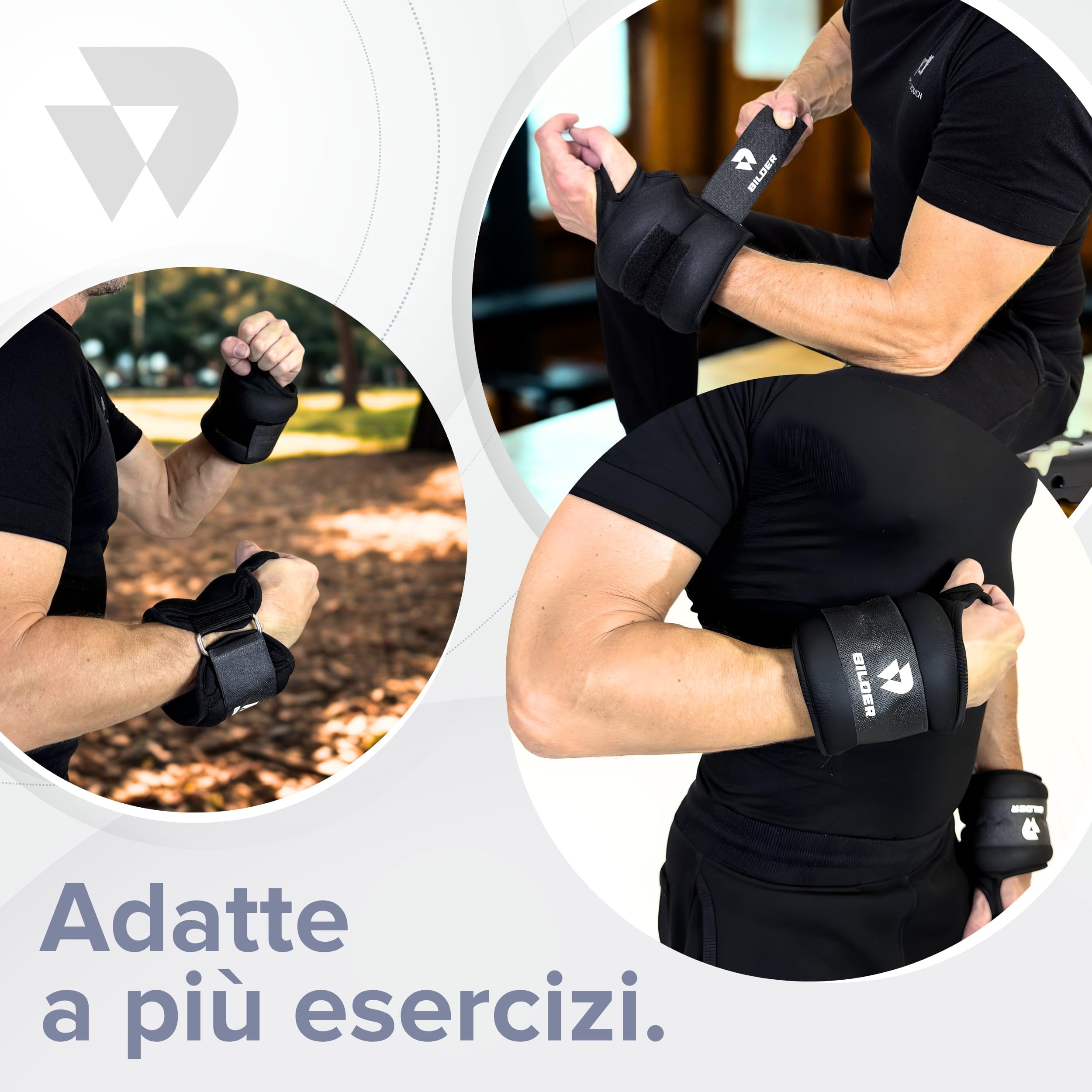 BILDER - 2 Polsini Palestra con Foro per Pollice e Chiusura Regolabile - Polsiere Pesi Palestra in Tessuto Tecnico per Allenamento a Casa e Fuori, Adatti ad Allenamento Cardio e Funzionale