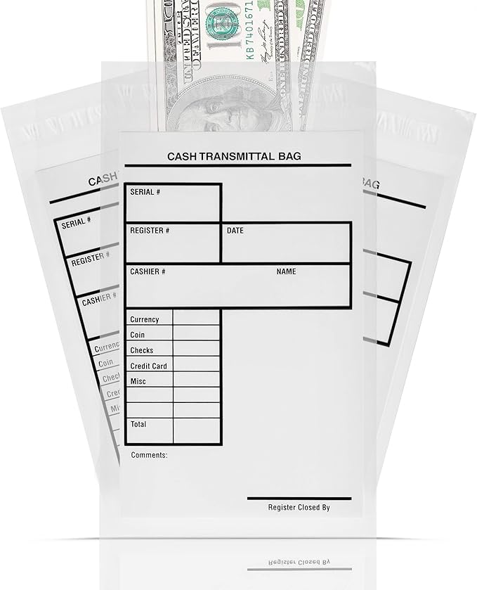 Tamper Proof Bank Deposit Bags SelfAdhesive Seal, Write
