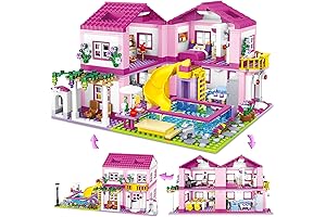 1523 PCS Girls Summer Villa Pink Friends Building Set