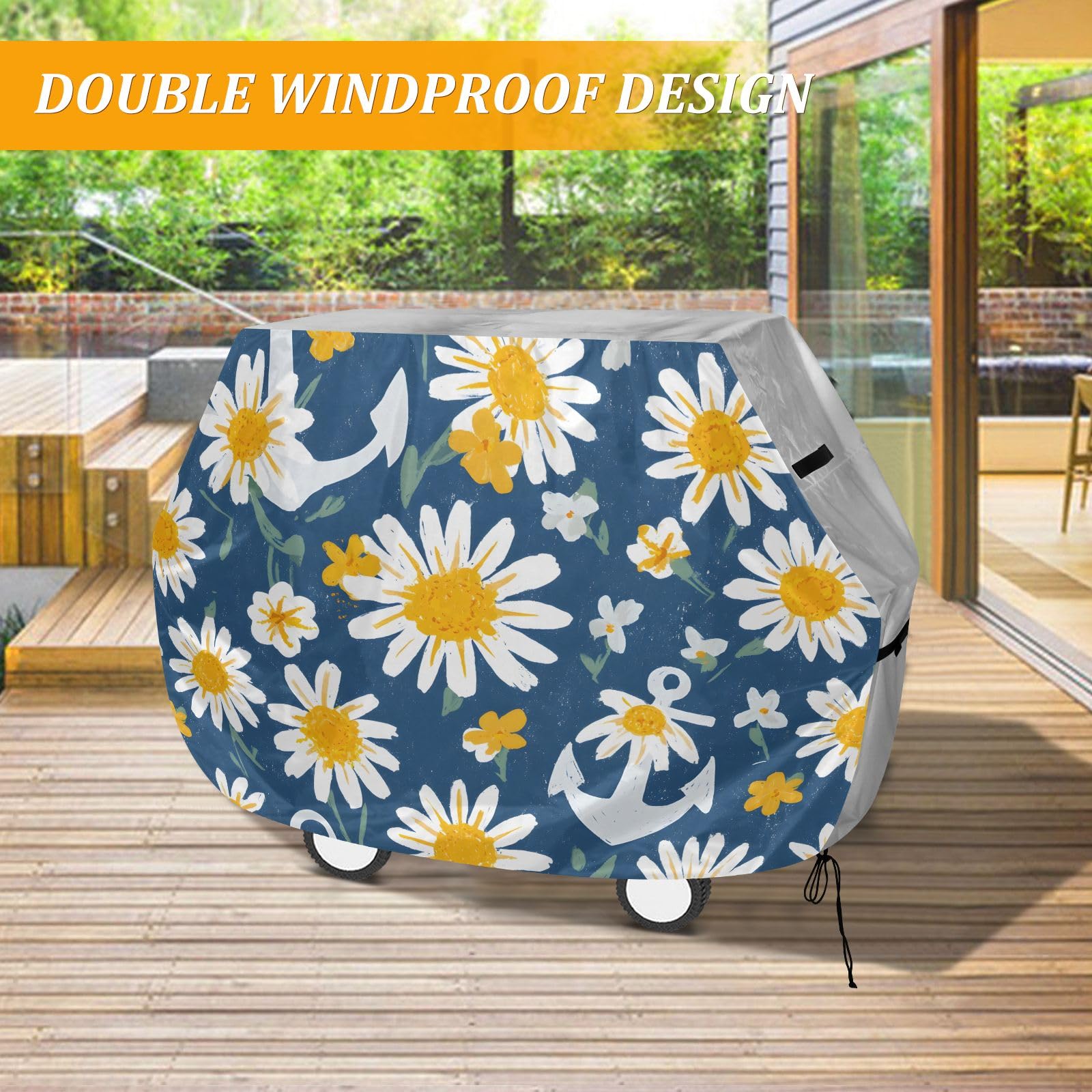 Anchors Daisy - Funda para barbacoa impermeable y resistente al aire libre
