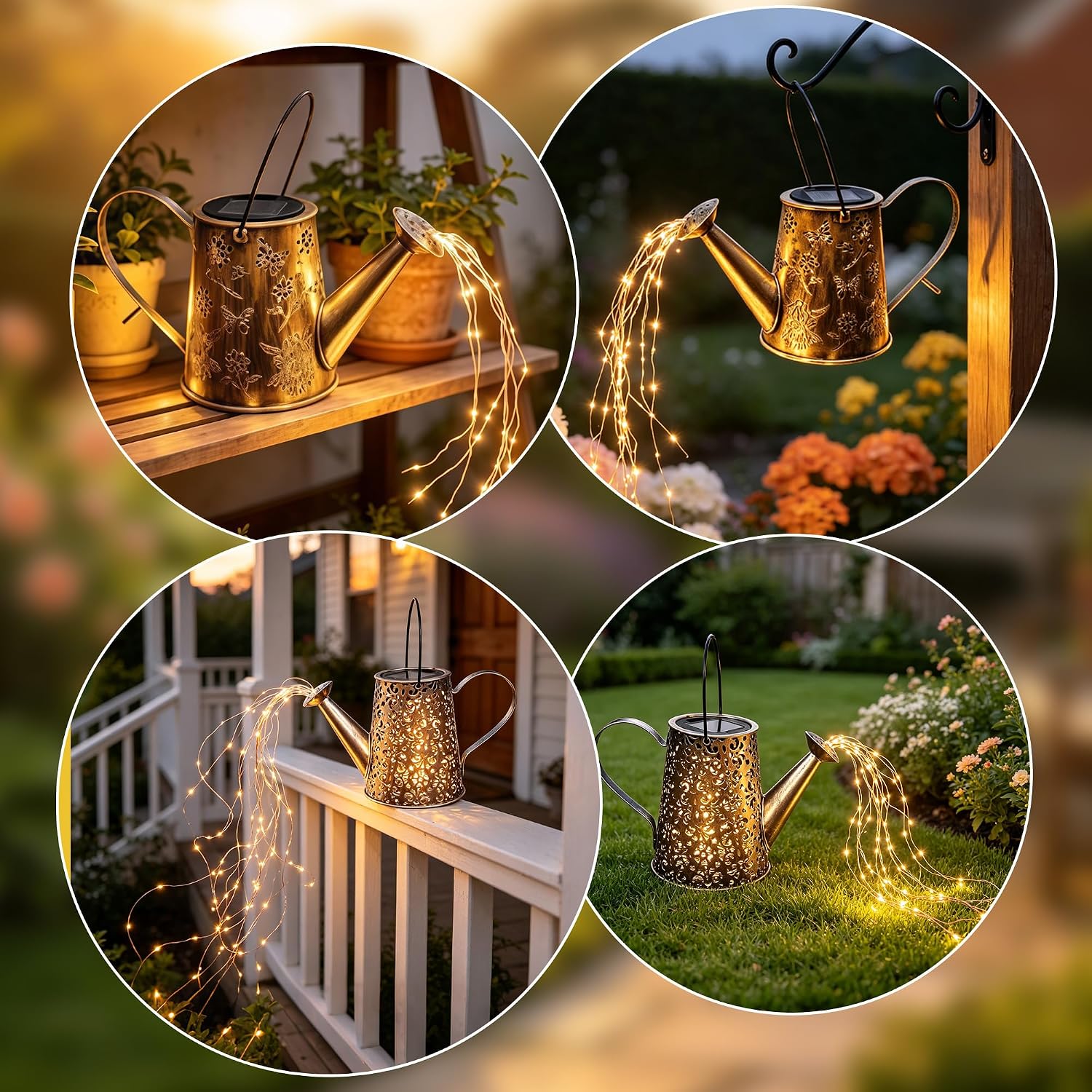 Solar String Lights Replacement Tops, Waterproof Solar Light 2 Pack | Outdoor Garden Decor Accessories for Watering Can String Lights, Lanterns and Decorative Lights Replacement