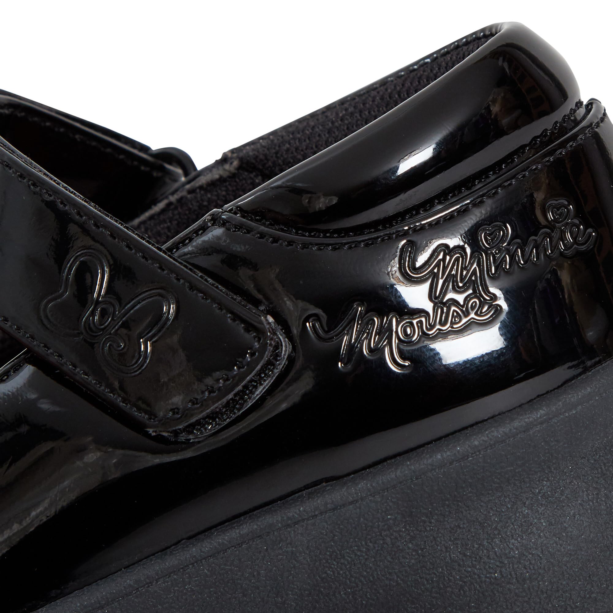 Disney Chaussures d'école Minnie Mouse pour Filles, Chaussures de fête Noires Vernies à Fermeture Facile