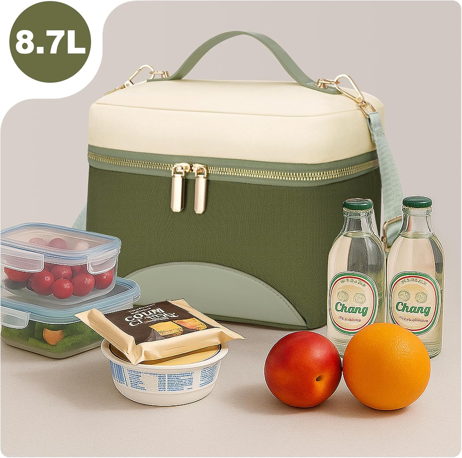 WOOMADA Insulated Lunch Bag For Women - Leakproof Adult Lunch Box With Adjustable Strap, Ideal For Office, Picnic, Hiking, Beach - Stylish Cooler Tote Bag