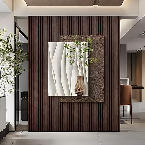 Miniatura 4 de Paneles de madera para pared, paneles de pared acústicos de roble, 4 unidades, paneles de madera de pared, 94.49 x 12 pulgadas, paneles de pared