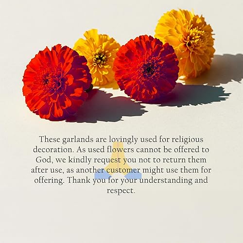 Miniatura 10 de The ART BOX Orange Artificial Marigold Garland Pack of 5 Pcs - 5 Feet Each Halloween Pooja Diwali Decorations Wedding Fake Flowers Strands Fall