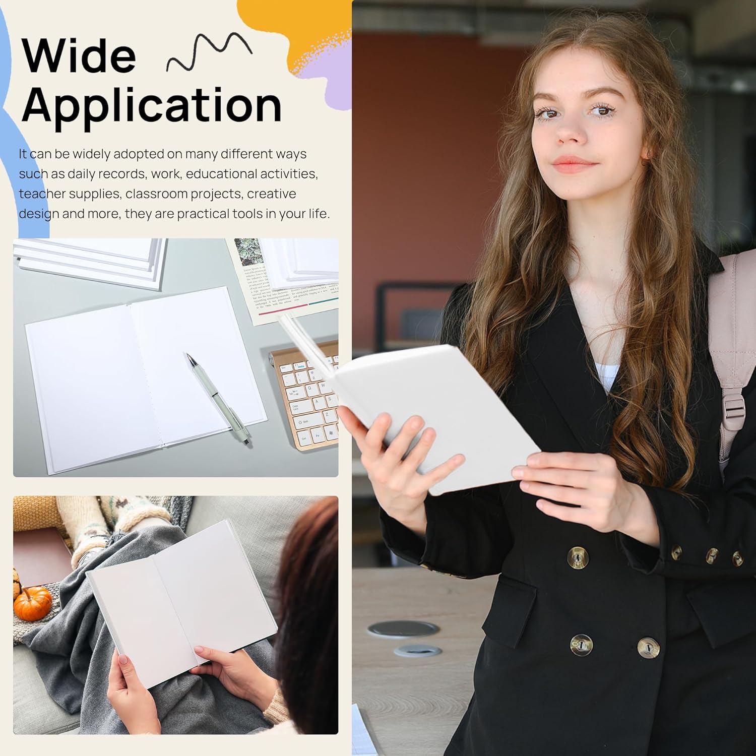 miikoul 6 Pack Hardcover Blank Book,100GSM White Blank Books for Kids to Write Stories,40 Pages 6x8 Inch Blank Page Journal Make Your Own Book Ideal for Teens Reading Writing Drawing Guestbook - Image 4