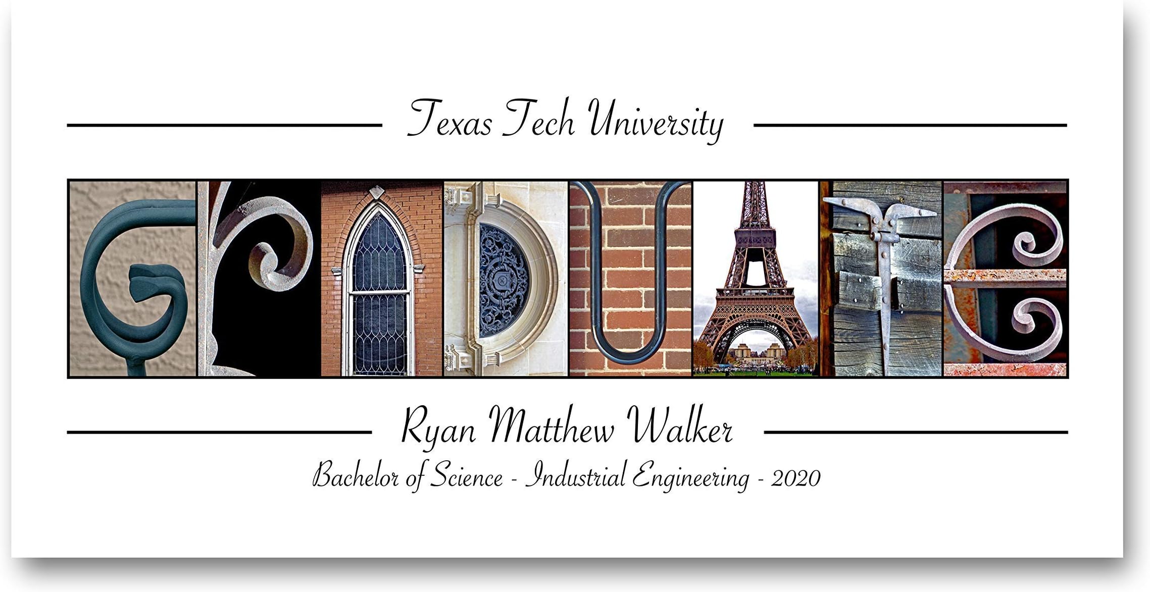 Graduation gift - Custom Gift for the College Graduate - Personalized High School graduation gift - Creative Letter Art Graduate