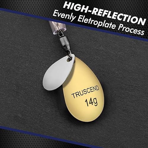 Miniatura 4 de Truscend - Señuelos de pesca Giratorios de cola, cebos giratorio, con bajos, señuelos para trucha, Cebos de pesca, Cuchara vibratoria de metal, Agua