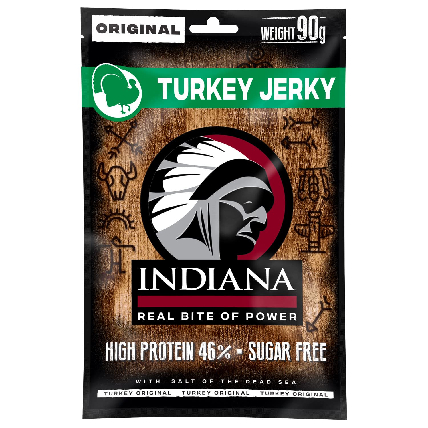 Indiana Turkey Jerky, Geschenkbox High Protein Trockenfleisch, ohne Zuckerzusatz, Gluten-frei (5 x 90g)