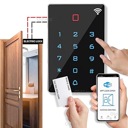 OldArc BT12 Wifi Door Access Control | Mobile App WiFi Door Lock Controller with Tuya App, PIN, Touch Keypad, RFID Card | Outdoor Access Control for Home Office | 12vDC Entry Gate Keypad App Door Lock
