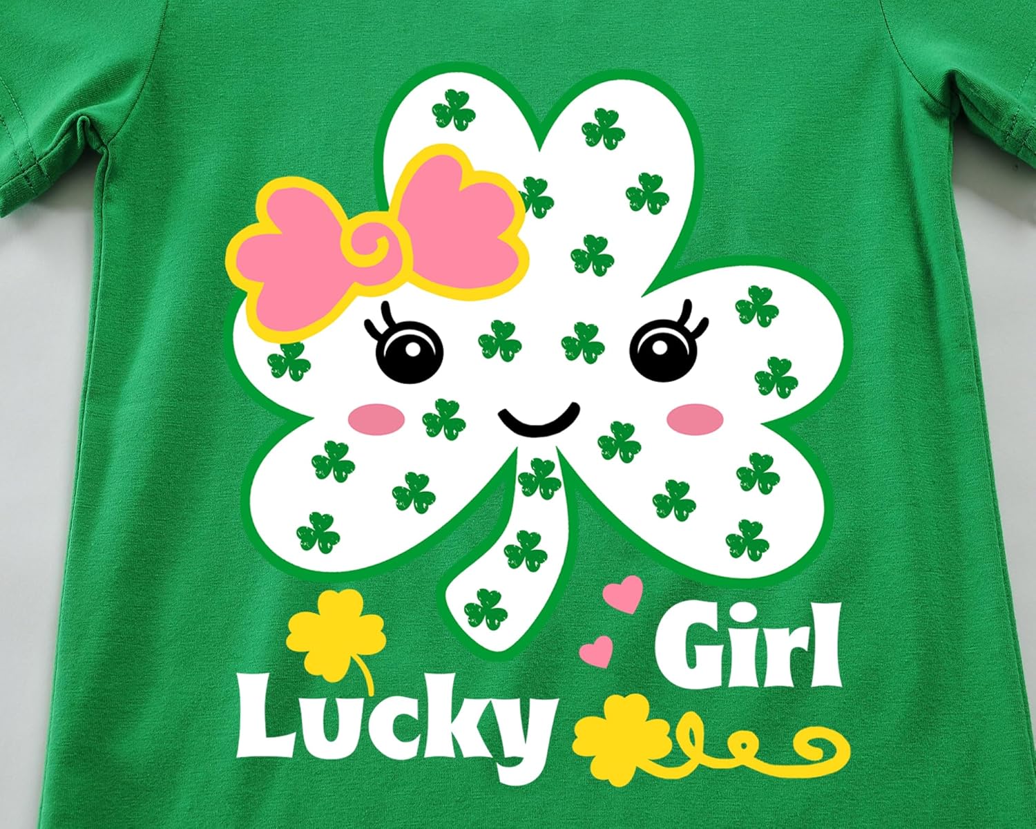 DDSOL Girl Toddler St Patricks Day Shirt Shamrock Clover Bow Cotton Long Sleeve T-Shirt Lucky Girl Irish Tee Top Kid Clothes - Image 3