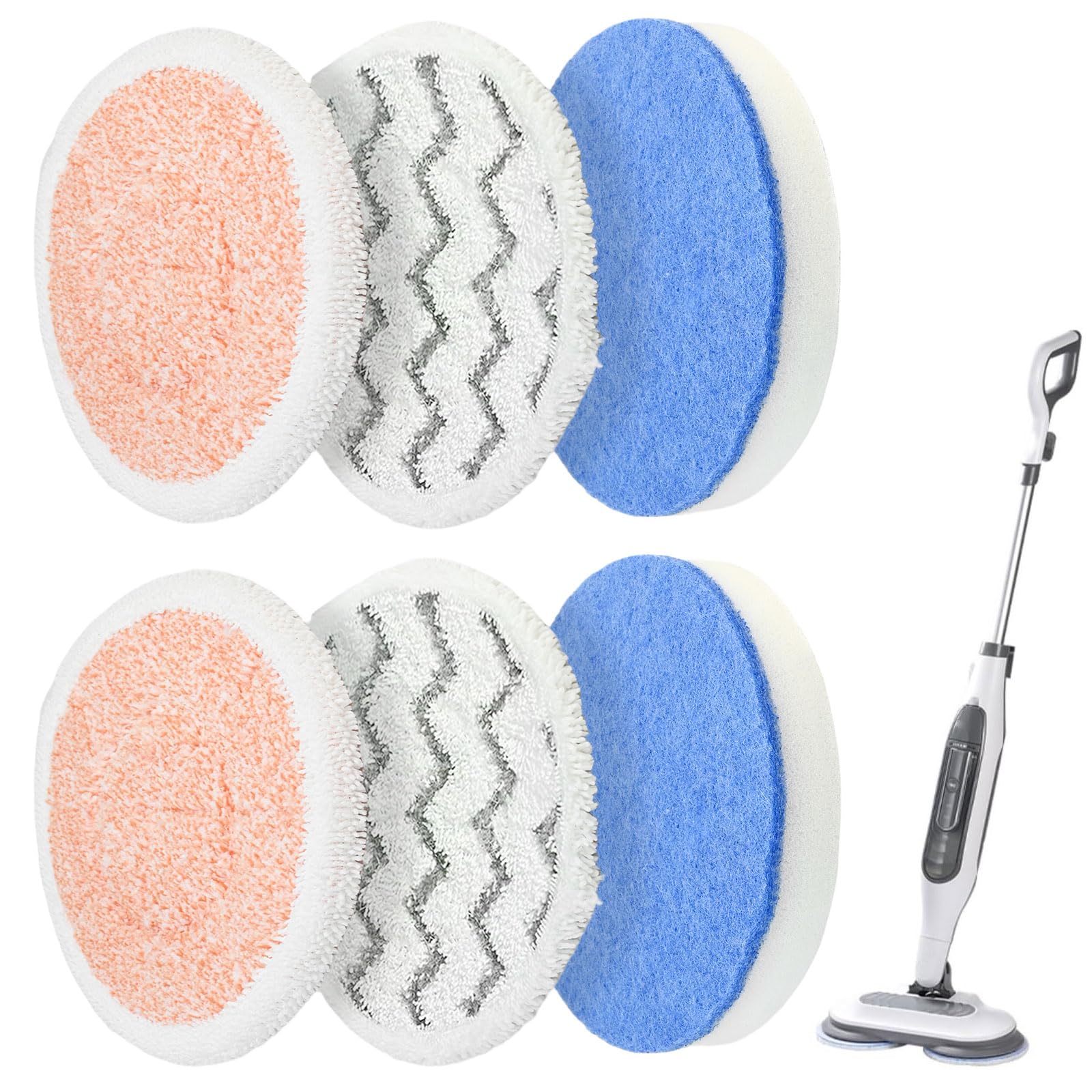XunHe 6 Pack Microfiber Steam Mop Pads Replacement Compatible with Shark S7001 S8201 S8001 S7201 S7000 S7000AMZ S7001TGT Series Steam Mop Pads All-in-One Cleaning Pads for All sealed hard floors