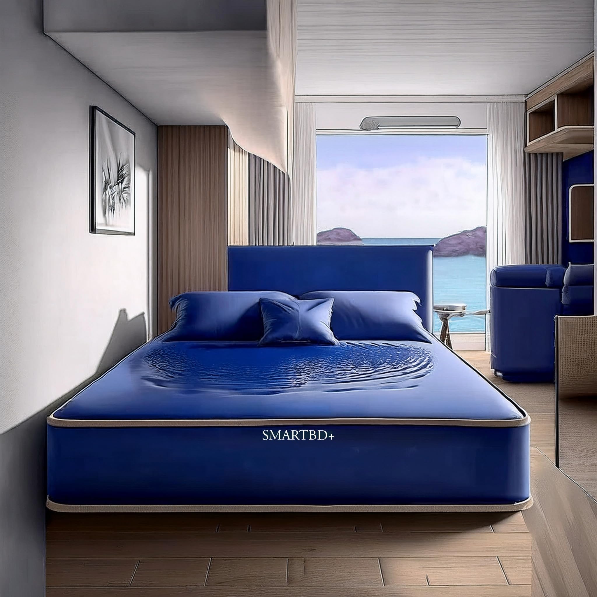 Blue Cloud Waterproof Mattress,Medium Firm Fresh Reflection,Fluid-Resistant,Noiseless,Hospital Bed Mattress,Lux-Tex Medical Grade|RV Camper|Pee Proof|Daybed (9", Queen)