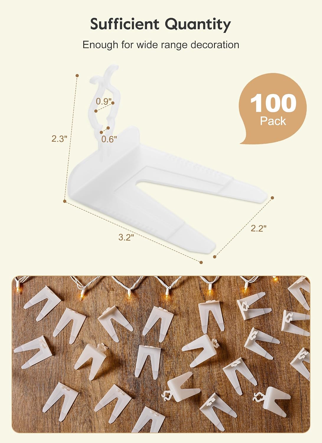 Christmas Light Clips for Outside, 100 Pack C7 C9 Outdoor Light Clips
