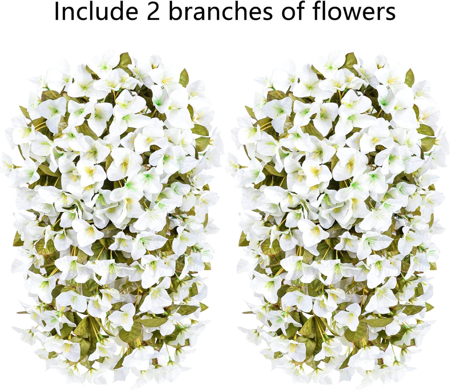 HyeFlora Bougainvillea Artificial Hanging Flowers Plants for Outdoors Decoration, 2pcs Faux Bougainvillea Vines White Fake Flowers Realistic UV Resistant Silk Flowers for Outside Planter Yard Gardens - Image 5