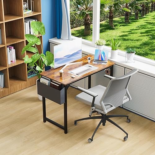 Miniatura 44 de DUMOS Escritorio de oficina pequeño de 32 pulgadas para computadora de estilo moderno y simple, mesa de trabajo de estudio para el dormitorio