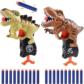 Happitry Kids Blaster Guns Toy for Boys Ages 4 5 6 7 8 Year Old, 2 Pack Dinosaur Pistols for Toddlers and Kids with 20 Soft Foam Dart Bullets, Gifts for Birthday, Christams, Kids Party