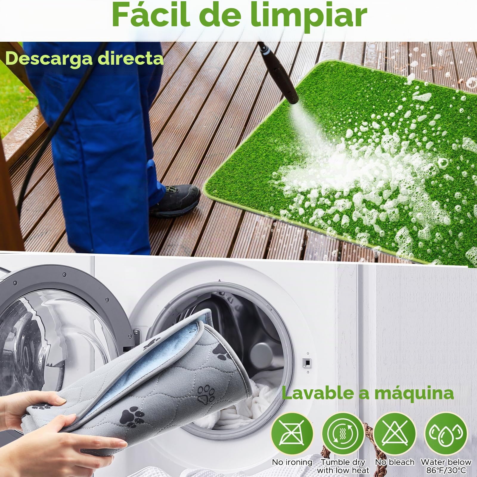 60X90CM 2 en 1 Almohadillas de Entrenamiento Reutilizables+ Inodoro para Perros con Césped Artificial-Pipican para Perros En Casa-Ideal para Entrenamiento de Orinal En Interiores y Exteriores