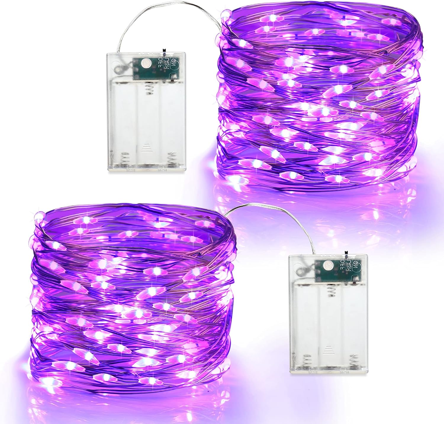 BrizLabs Purple Halloween Lights, 19.47ft 60 LED Purple Fairy Lights, 2 Modes Battery Halloween String Light, Indoor Silver Wire Halloween Twinkle Lights for Halloween Themed Party Carnival Decoration