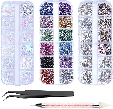 4200pcs Rhinestones for Nails, Nail Glitter Sequins Nail Decals with Crystals Nail Gems Diamonds for Nail Art Including Wax Pencil for Rhinestones And Rhinestone Picker