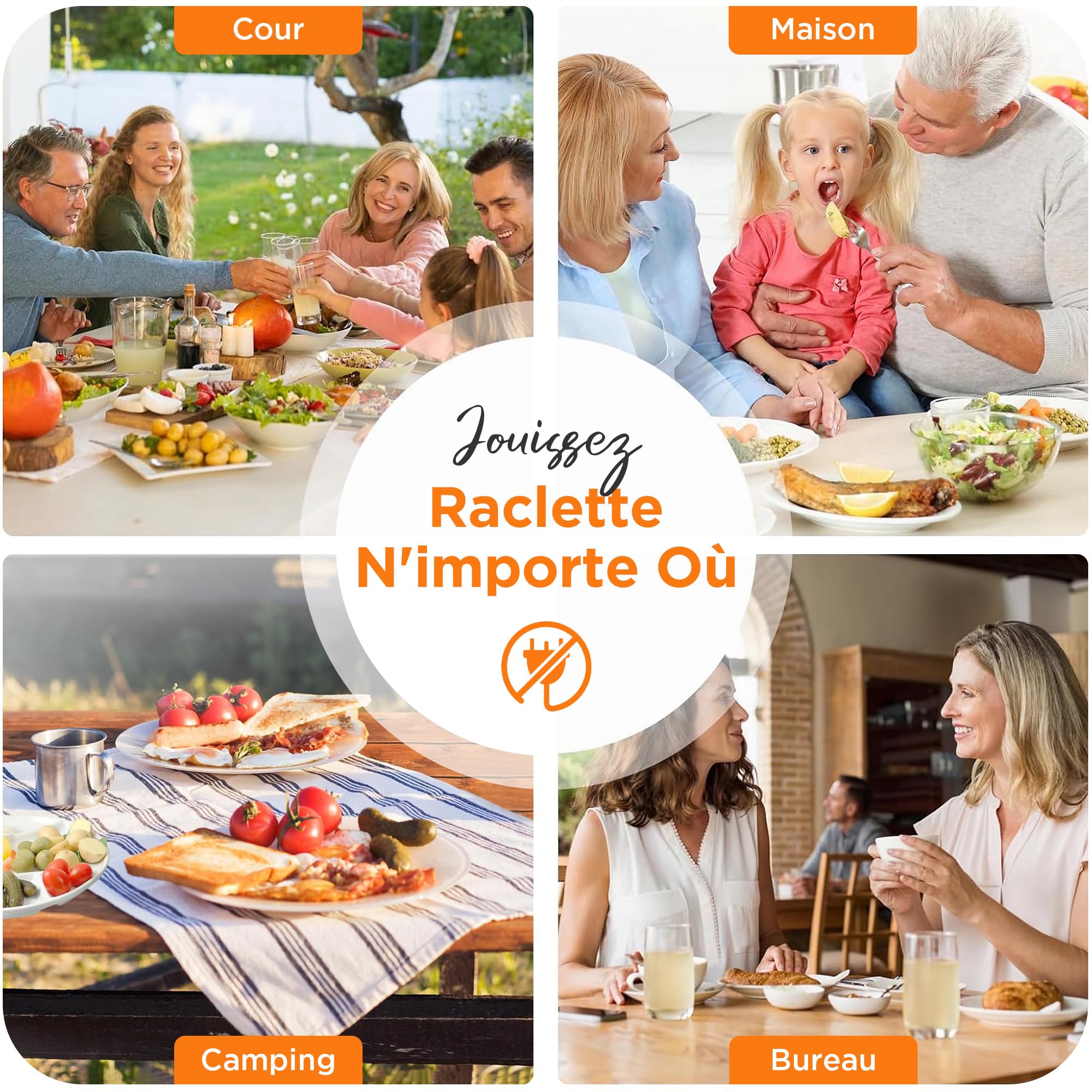 ipow Lot de 4 Appareil Raclette Bougie à Revêtement Antiadhésif,Poêlon Raclette Individuelle de Fusion Rapide sans Fil pour Fromage Fondu Chocolat Oeuf Frit à Table,dans Jardin,en Camping,4 Spatules