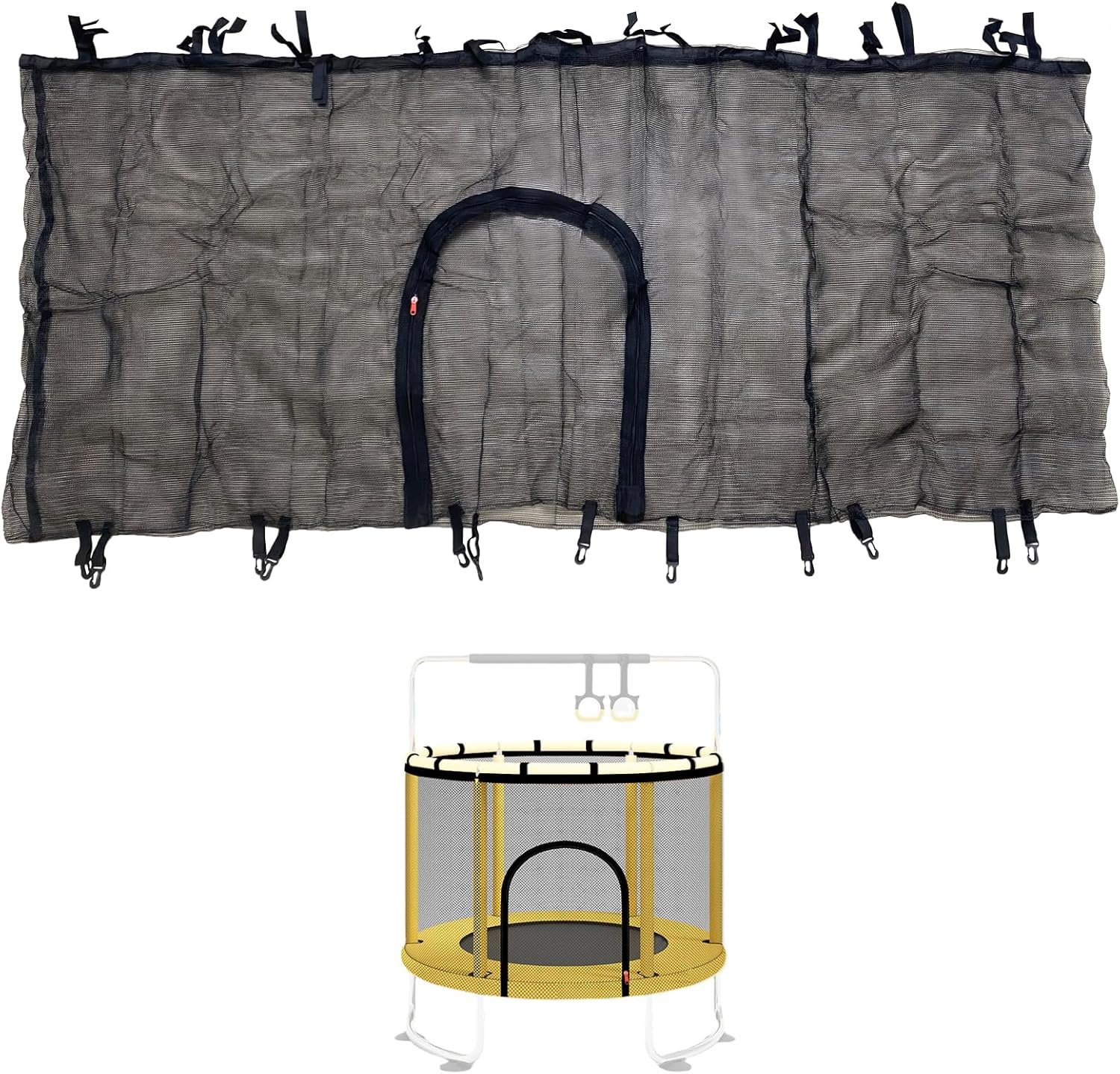 55" 60" Trampoline Replacement Net for Round Frame Trampolines, with Zipper and Hooks (Only Net)