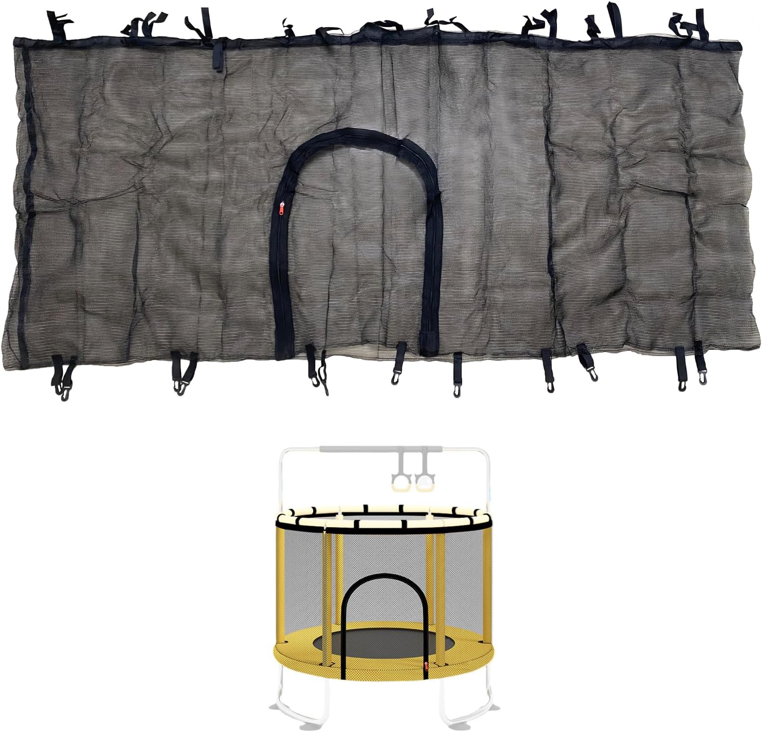 55" 60" Trampoline Replacement Net for Round Frame Trampolines, with Zipper and Hooks (Only Net)