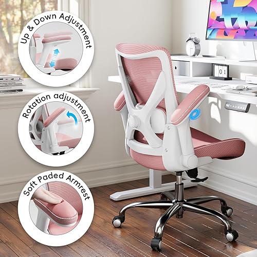 Miniatura 6 de Silla de Oficina para Casa Ergonómica - Silla de Escritorio en Forma de X para Computadora de Malla con Cuero de PU, Soporte Lumbar Ajustable -