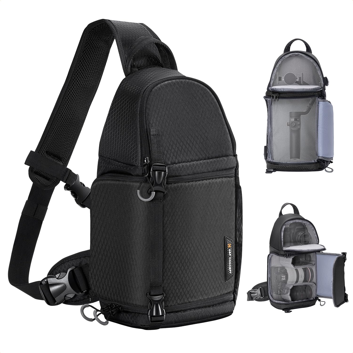K&F ConceptCamera Sling Bag for Photographers, Professional Waterproof Shoulder Backpack for DSLR, SLR, Canon, Nikon, Sony CameraGlobal Recycled StandardGlobal Recycled StandardGlobal Recycled Standard