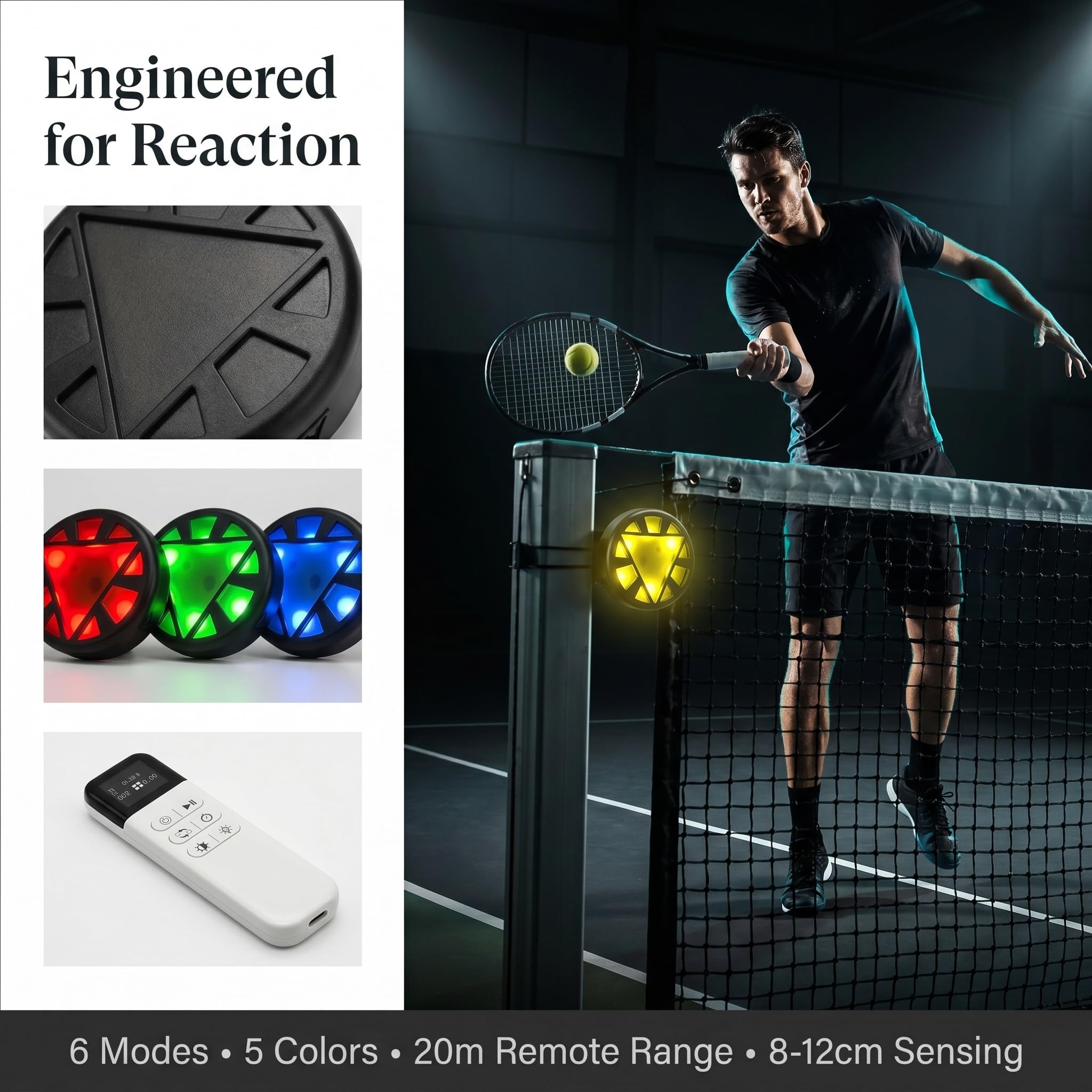 Reaktionstrainingslicht, 4-teiliges Sport-agilitätslicht-trainingsset, 6 Modi & 5 Farben, Mit Fernbedienung, Magnethalterung, Für Boxen, Fußball, Basketball, Fitness