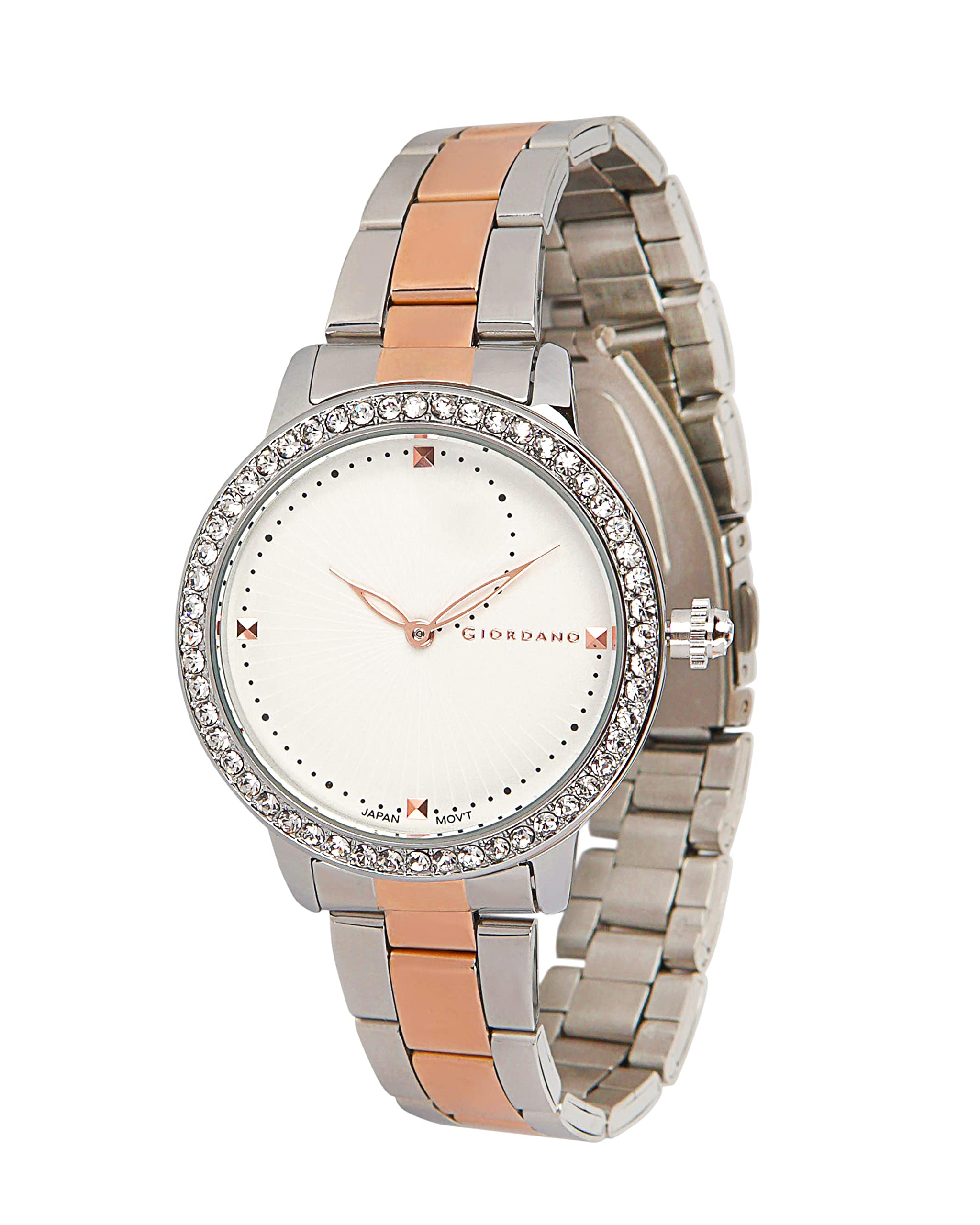 Giordano Analog Watch for Women Diamond Studded with Metal Strap Ladies Wrist Watch Water Resistant Elegant Watches for Women to Compliment Your Look Ideal Gift for Women - GZ-60046 (B0BYSXKT9T) Amazon Price History, Amazon Price Tracker