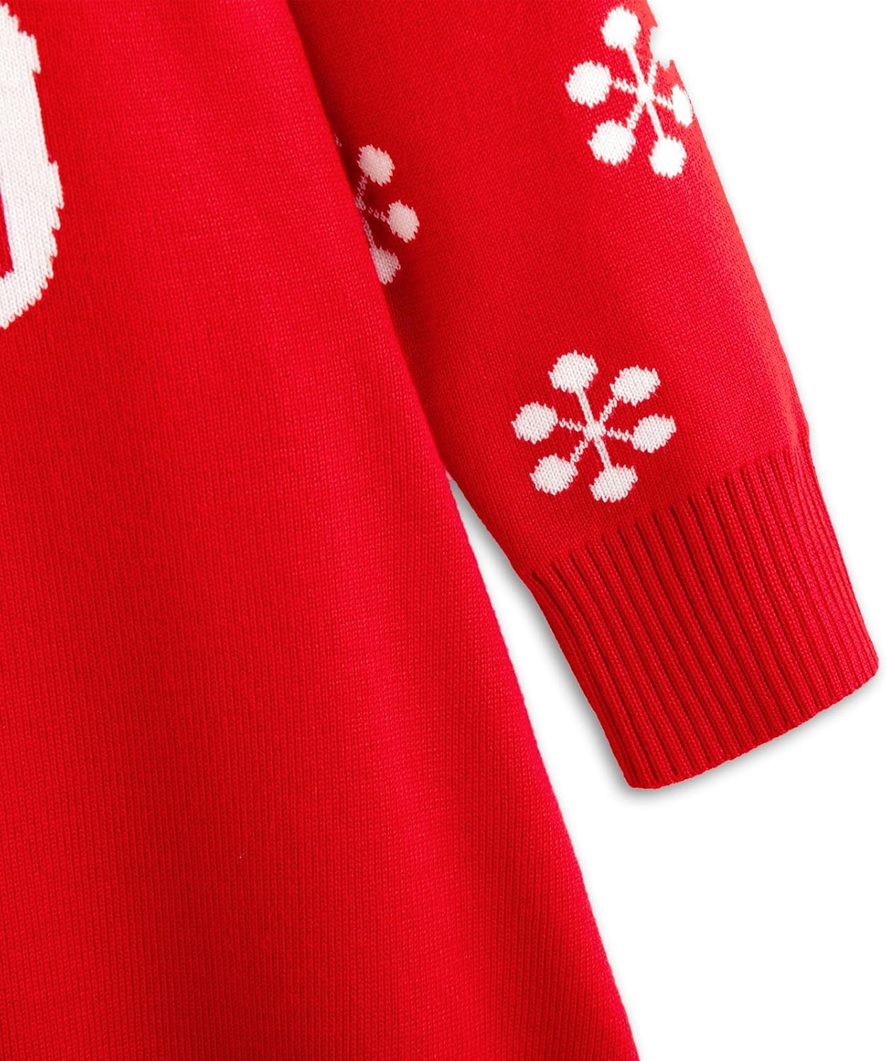 Toddler Christmas Sweater Dress Little Girl Long Sleeve Winter Xmas Knit Ribbed Cuffs Dresses - Image 5