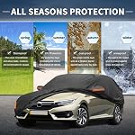 X AUTOHAUX Couverture de voiture pour Honda Civic Sedan/Coupe 210D-PU Couverture de voiture complète en plein air tout le temps avec fermeture à glissière de porte pour l'imperméabilisation du soleil Snow Protection