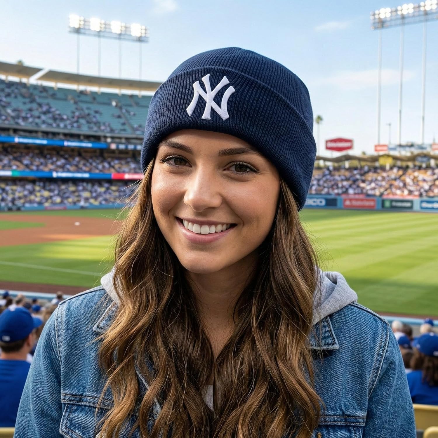 Officially Licensed New York Navy Baseball Cuffed Knit Beanie Hat Classic Edition NY Team Logo Embroidered Blue Cap