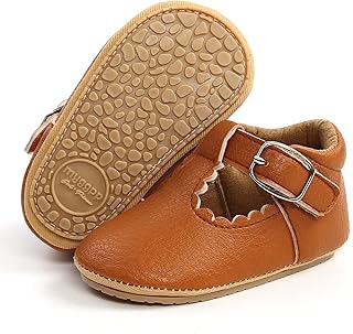 Baby Girl Mary Jane Flats Dress Shoes - Infant Newborn Shoes Anti-Slip Soft PU Leather Party School Wedding Princess Baby ...
