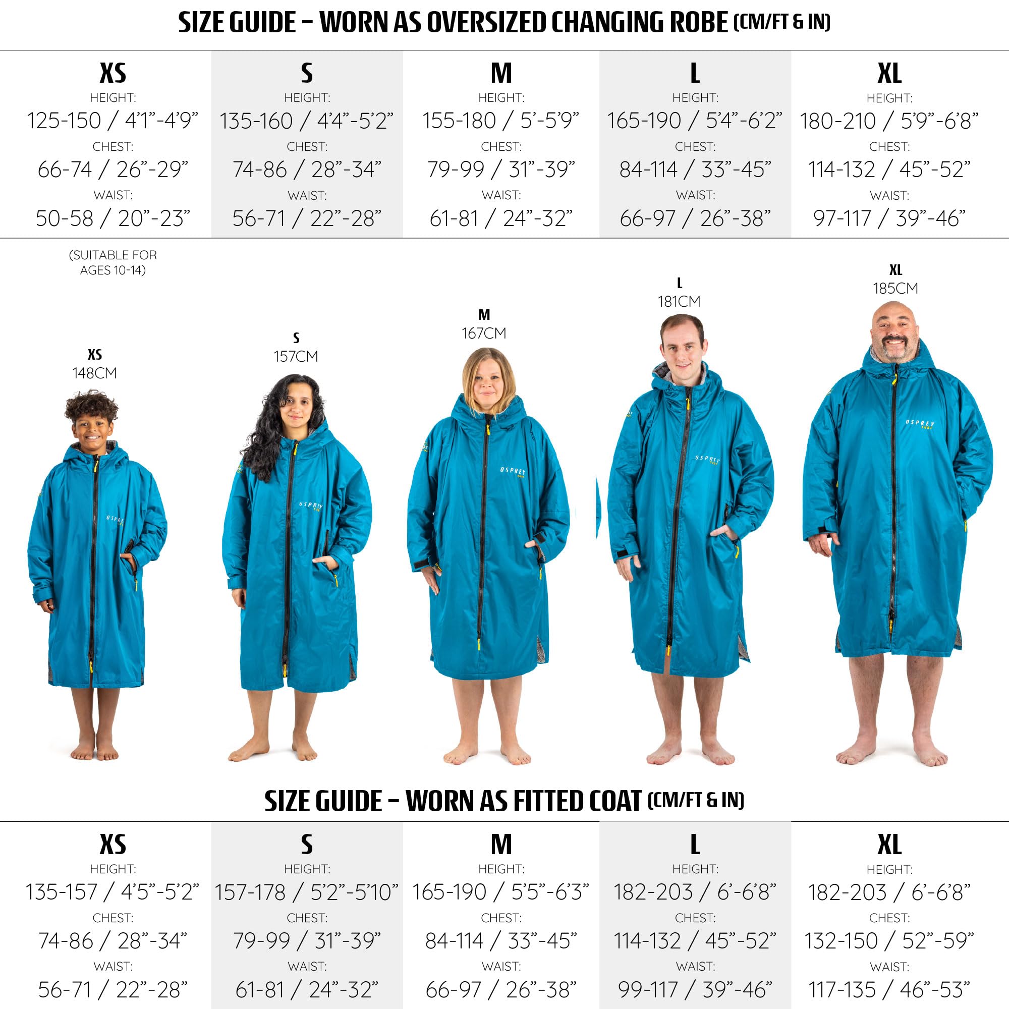 Osprey Peignoir à langer pour enfants et adultes - Imperméable - Pour la natation et la plage - Unisexe - Plusieurs couleurs