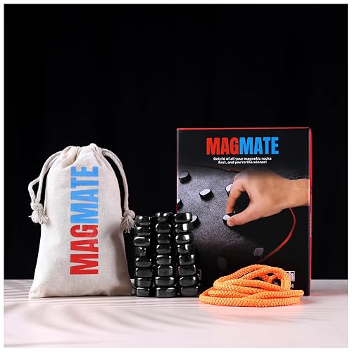MAGMATE Classic Original Magnetic Board Game – Ages 3+ Fun Strategy & Educational Game for Kids & Adults – Includes 24 Irregular Magnets, Rope, Travel Pouch
