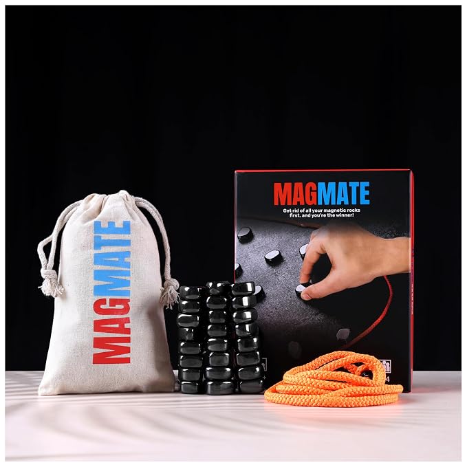 MAGMATE Original Magnetic Board Game – Ages 3+ Fun Strategy & Educational Game for Kids & Adults – Includes 24 Irregular Magnets, Rope, Travel Pouch – Portable Puzzle for Family & Travel (Classic)