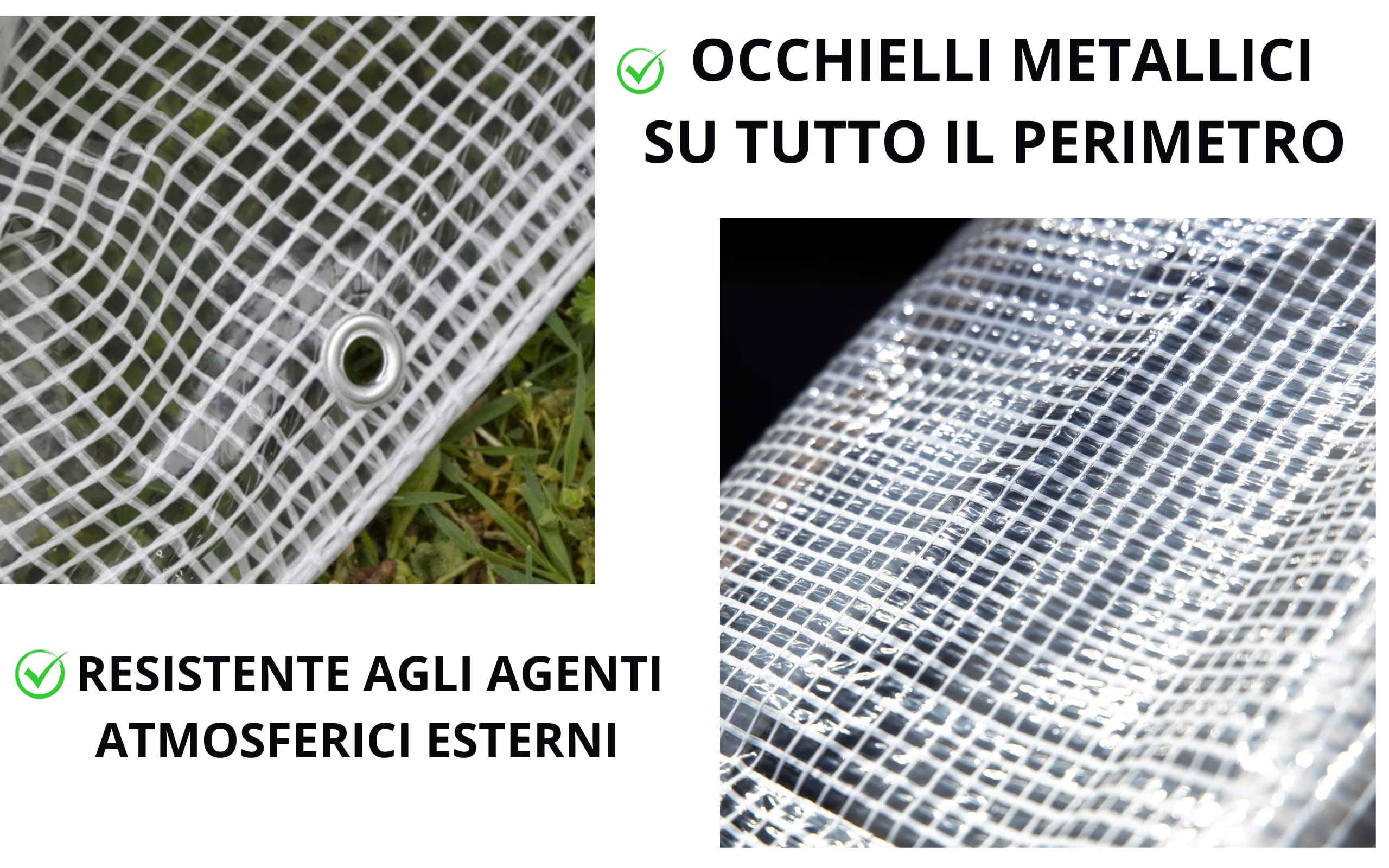 PINTO FERRAMENTA E-COMMERCE Telone Occhiellato Telo Multiuso per Esterno Impermeabile Rinforzato Trasparente Coperture Copri Legna Antipioggia Antistrappo Campeggio 100 FASCETTE OMAGGIO (2.5x3mt)