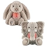 Gemma Joy Bedtime Baby Soother with Cry Activated Sensor, Plush Stuffed Animal for Newborn Infants - Bunny Non Rechargeable and Elephant Rechargeable - (2pcs)