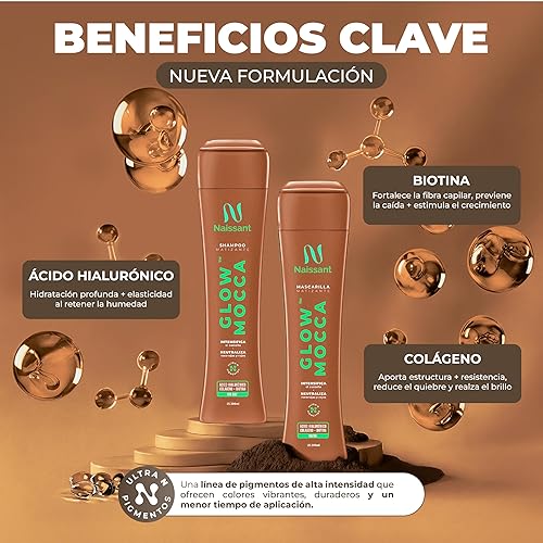 Vista 4 de naissant Glow Mocca Mascarilla tonificante para el cabello Elimina el cobrizo Neutraliza los tonos amarillos y anaranjados Sin parabenos