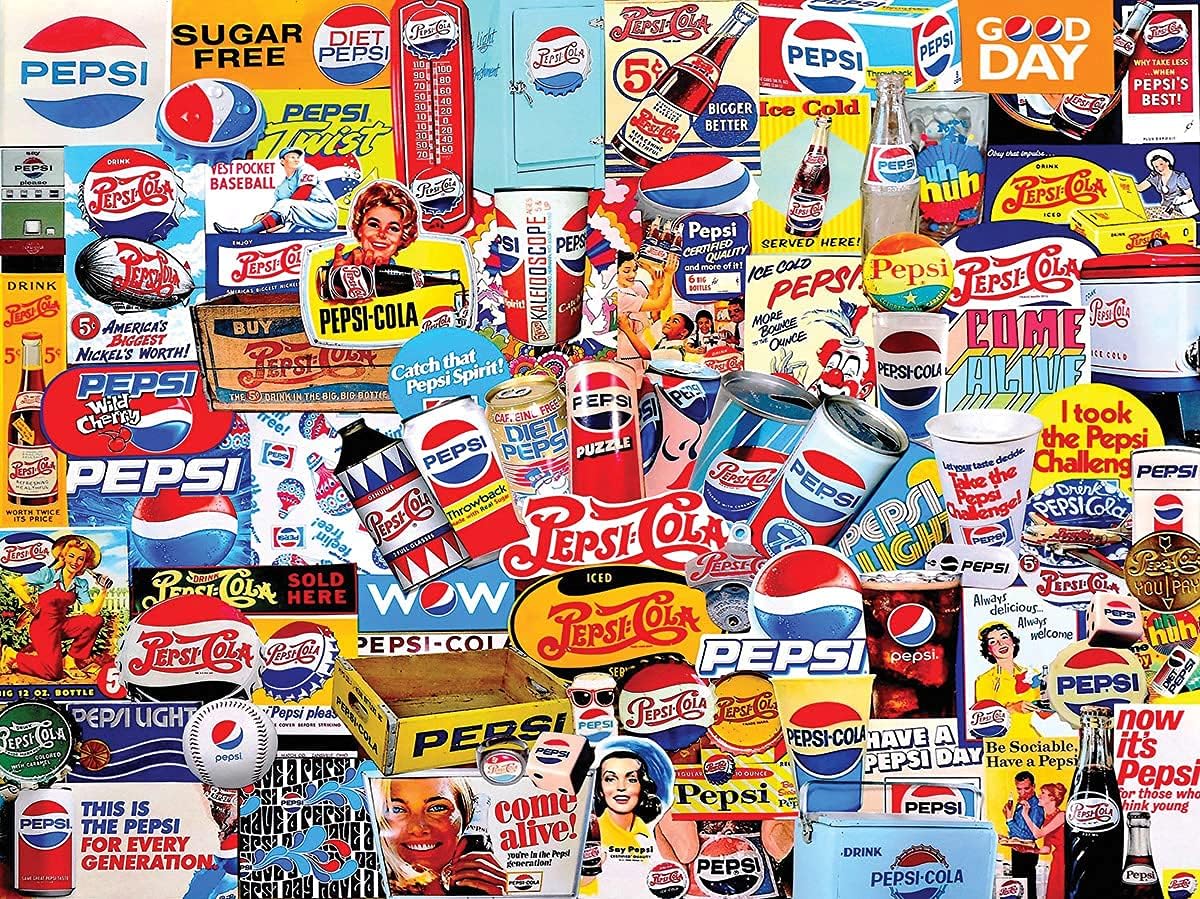 500 Piece Puzzle Pepsi Merchandise Collage Jigsaw Puzzles Large Pieces Gift for Adults and Seniors 18"x24" - Pepsi