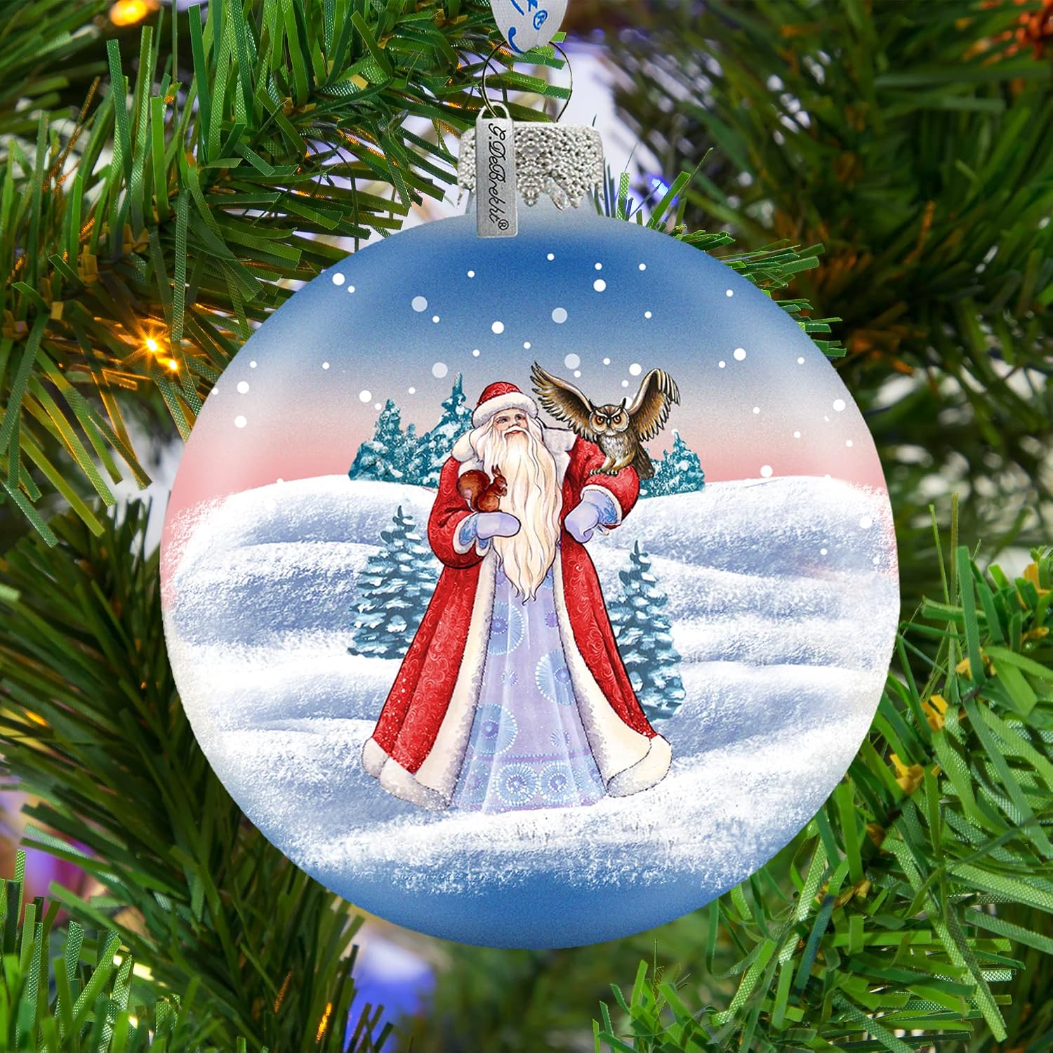 Santa with Owl Glass Ornament, Santa & Christmas Decor - 73314 by G.DeBrekht
