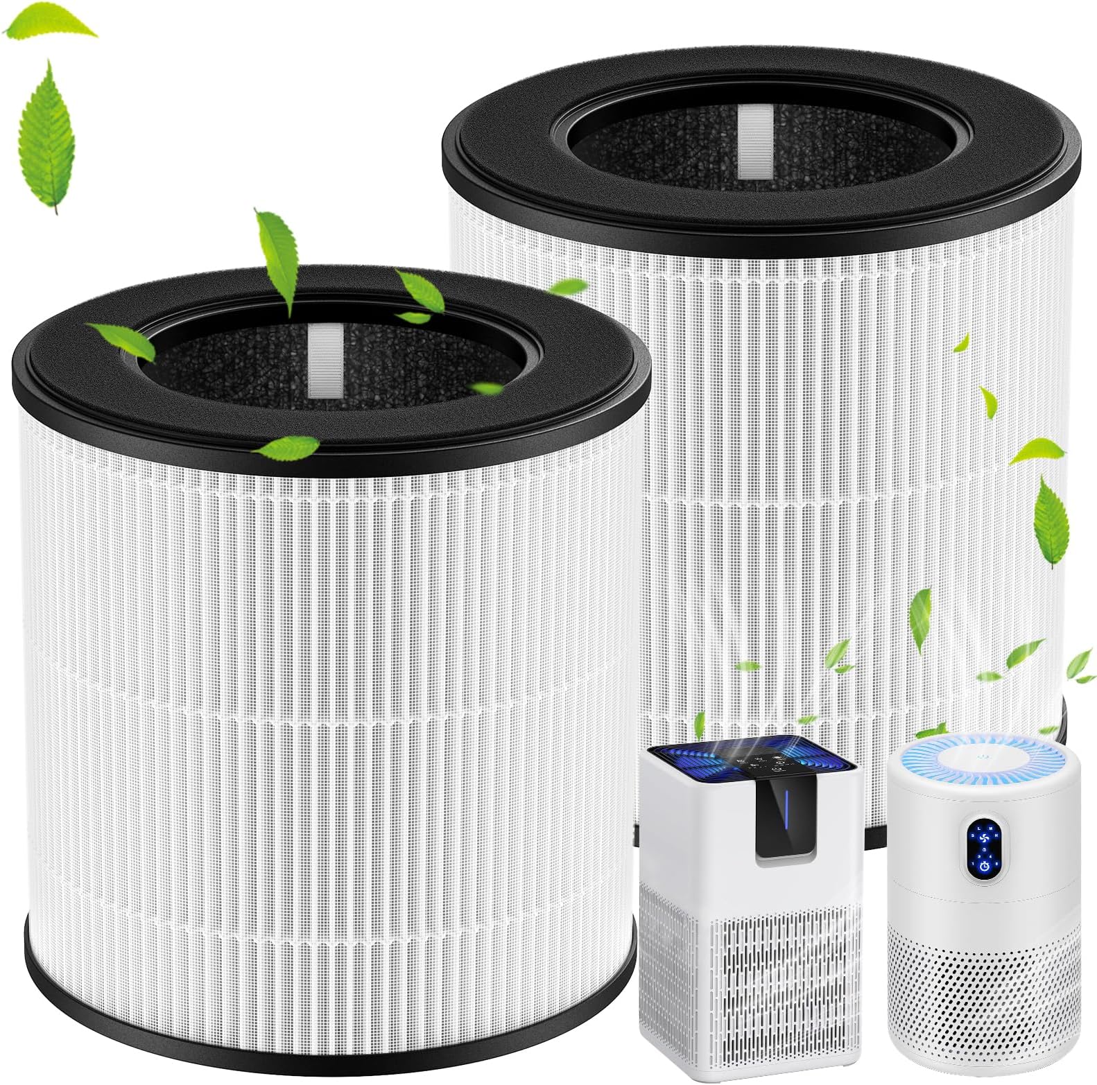 isinlive M05 B-D02L Replacement Filter, 2 Pack, White, Compatible with MOOKA M05/ MOOKA B-D02L/ KOIOS B-D02L/ VEWIOR B-D02U Air Purifiers, HEPA & Activated Carbon Filtration
