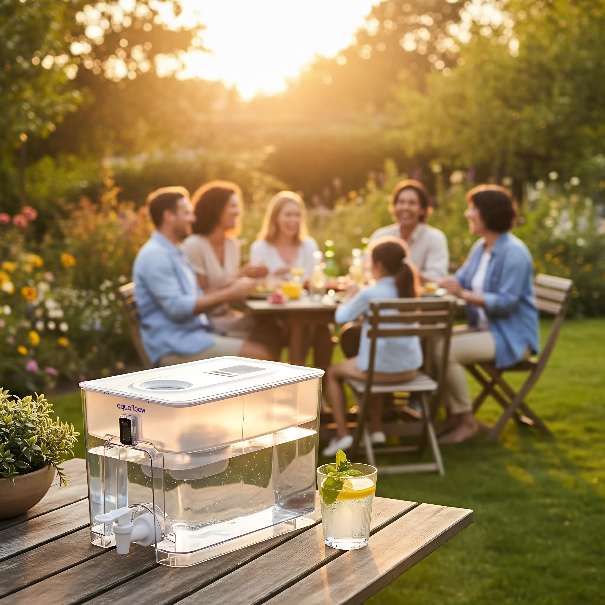 Aquafloow Carafe Filtrante 9,5L avec Robinet et Filtre, Distributeur d'Eau Tout-en-Un pour Réduction du Tartre, Chlore, Plomb et Cuivre dans l'Eau Potable – Idéal pour la Maison et le Bureau